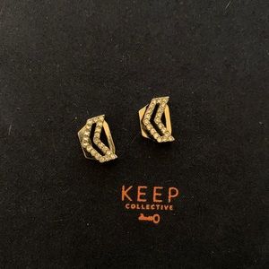 KEEP Collective chevron cut out charms in pave silver (set of 2)